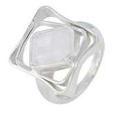 Grace White Solitaire Signet Ring with Geometric Design